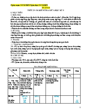 Giáo án Toán Lớp 6 - Tiết 29+30 Kiểm tra giữa học kỳ I - Năm học 2019-2020 - Nguyễn Thị Nhâm